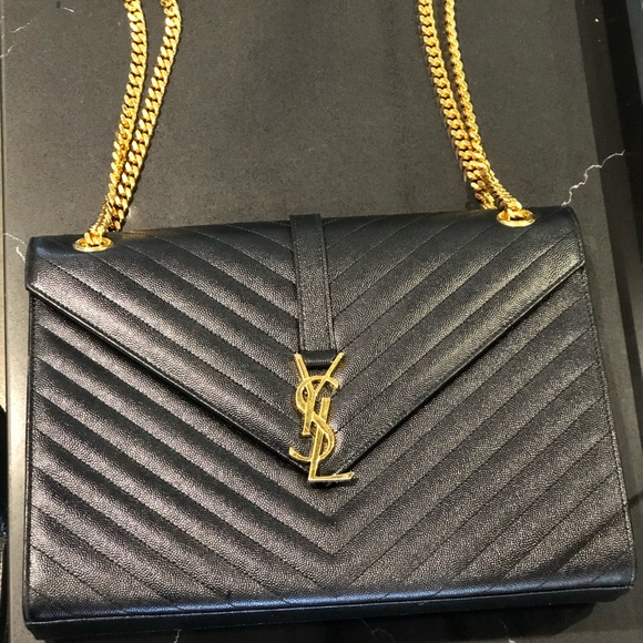 Saint Laurent Classic Monogram Envelope Satchel Matelasse Chevron Leather Large - Picture 6 of 6